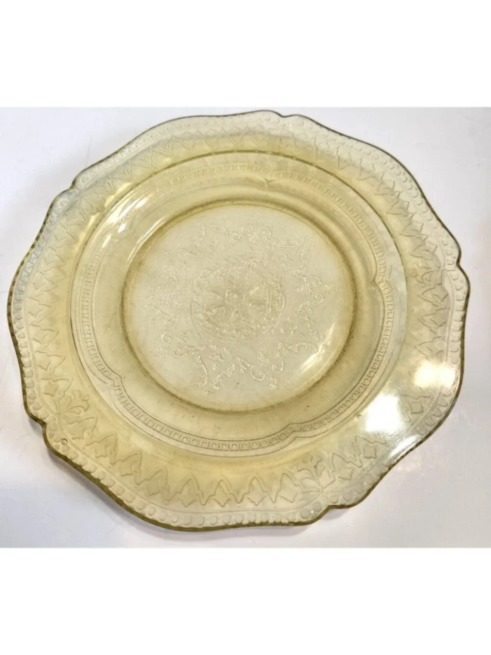 Federal Patrician Spoke 1930s Glass Saucers Yellow Depression Set Of 2 READ